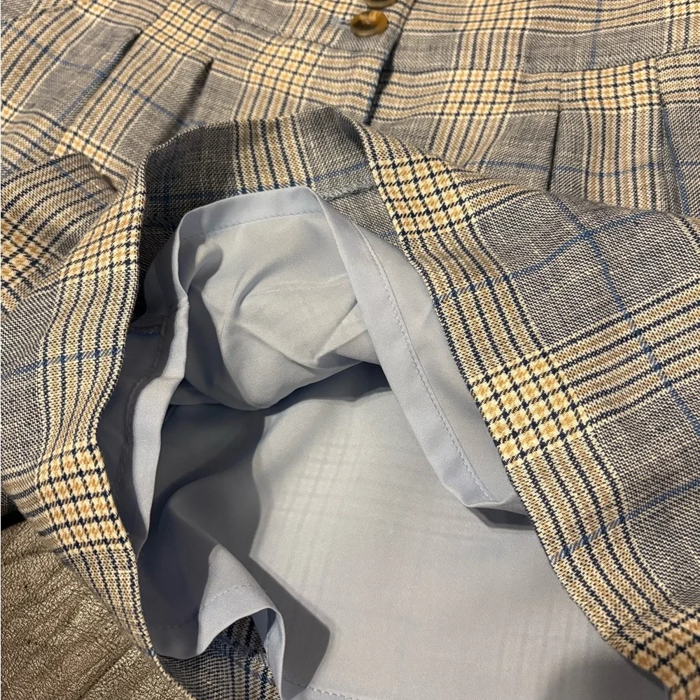 Veronica Beard High Waist Blue and White Plaid Shorts - Picture 7 of 8